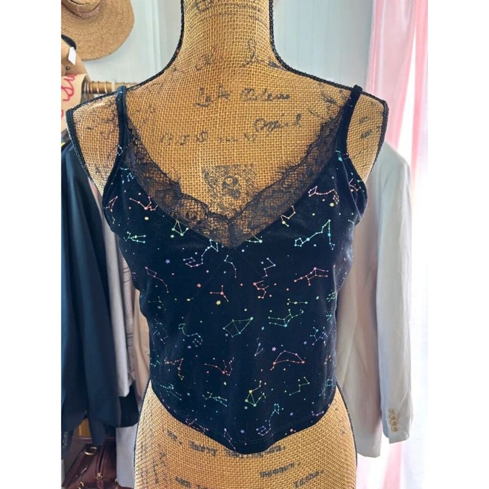 Hot Topic Cosmic Aura Black Velvet Lace Cami